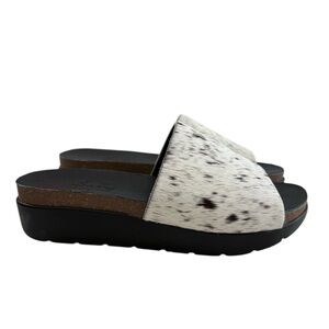Agave Sky Cow Hide Wedge Slide Sandals Size 7